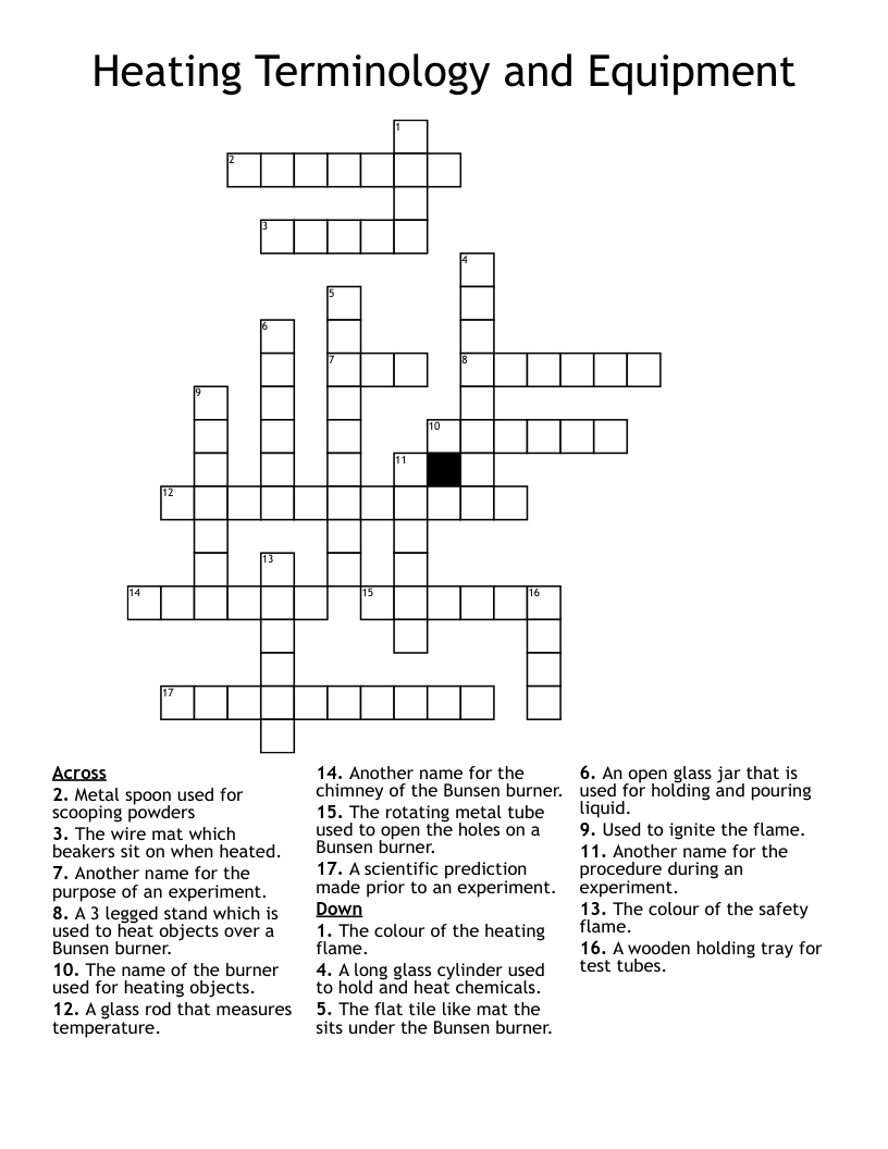 BUNSEN BURNER Crossword WordMint BUNSEN BURNER Crossword WordMint