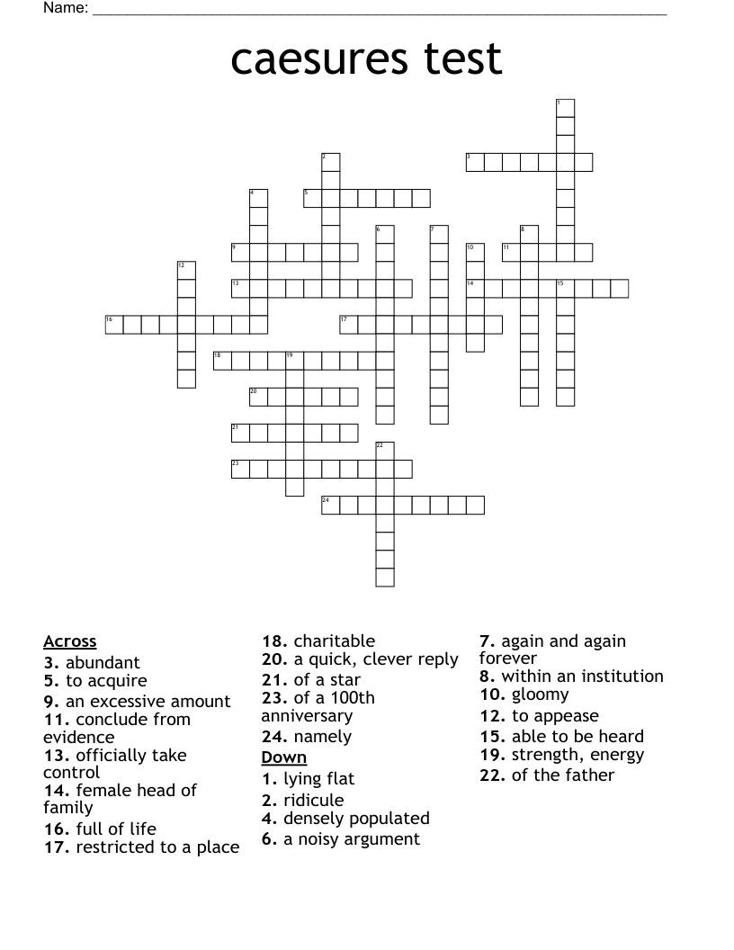 Caesures Test Crossword WordMint Caesures Test Crossword WordMint