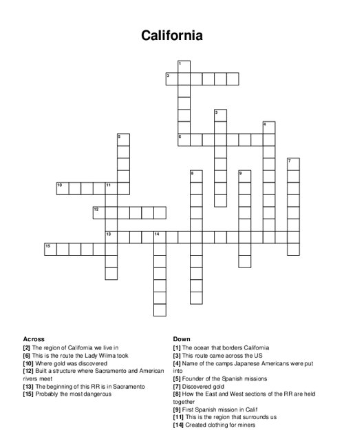California Crossword Puzzle