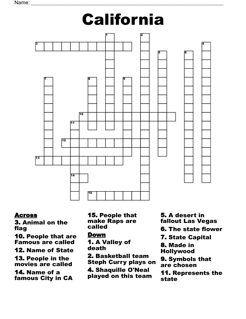 California Crossword WordMint