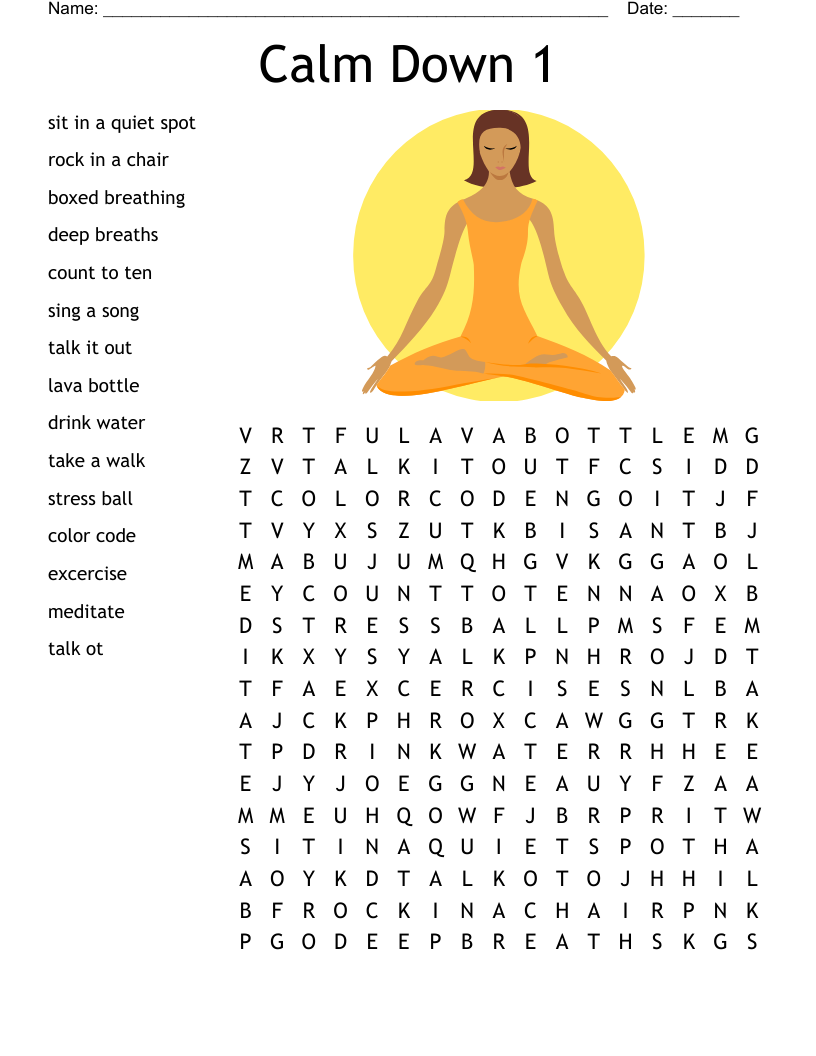 Calm Down 1 Word Search WordMint Calm Down 1 Word Search WordMint
