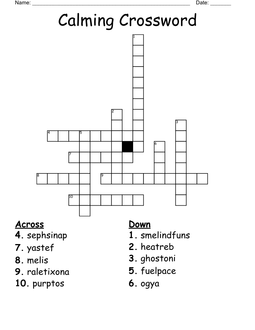 Calming Crossword WordMint Calming Crossword WordMint