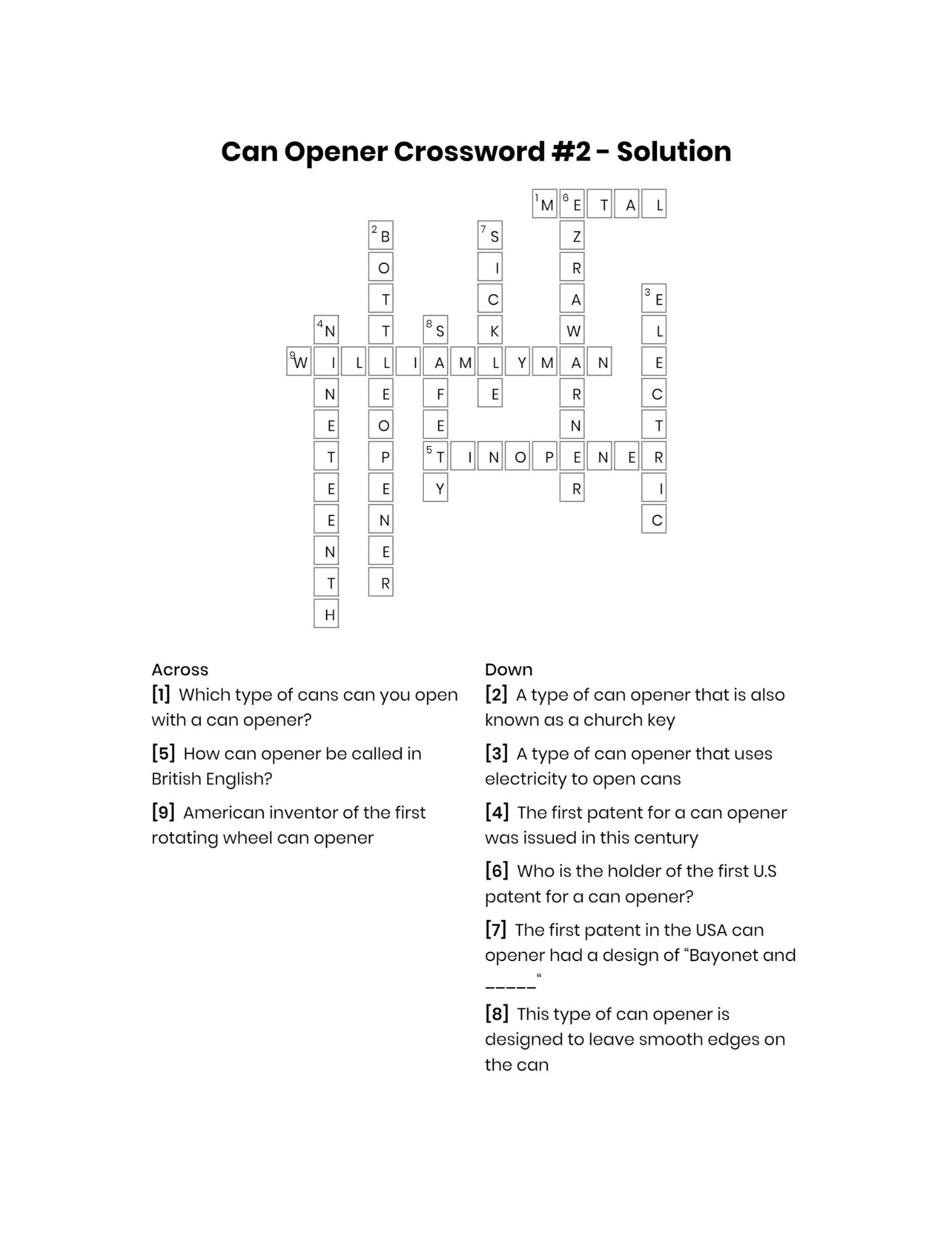 Can Opener Crossword Clue 3 Letters