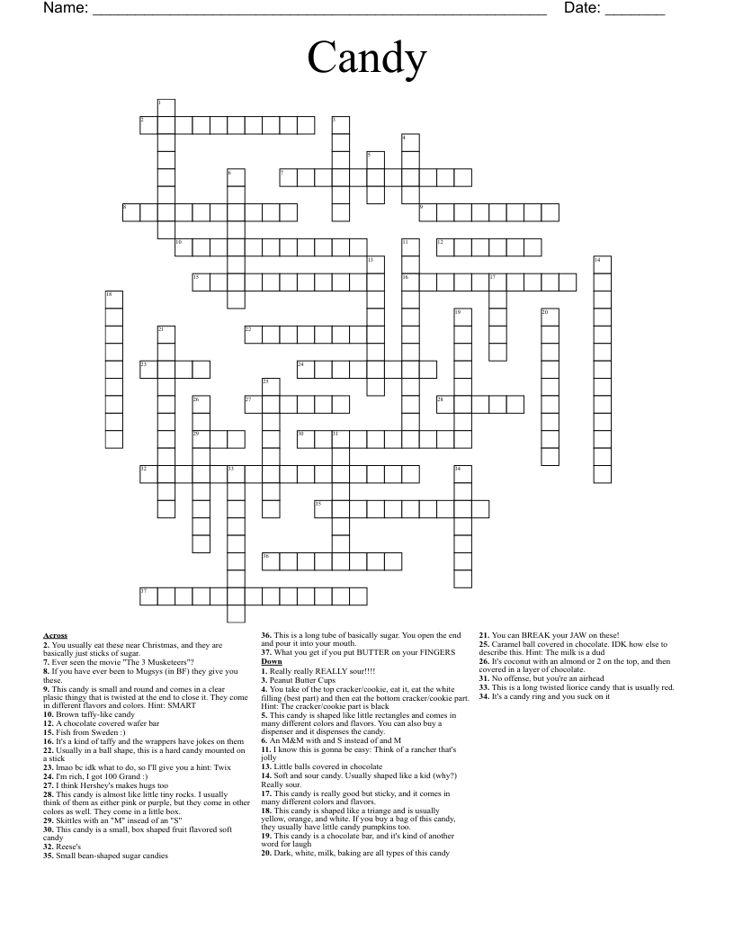 Candy Crossword WordMint