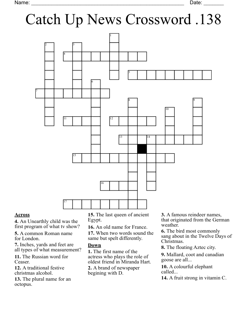 Catch Up News Crossword 138 WordMint
