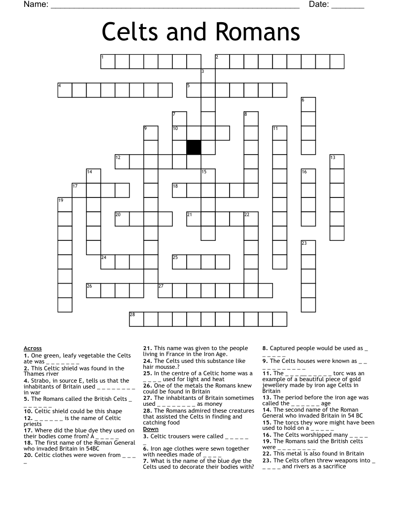 Celts And Romans Crossword WordMint Celts And Romans Crossword WordMint