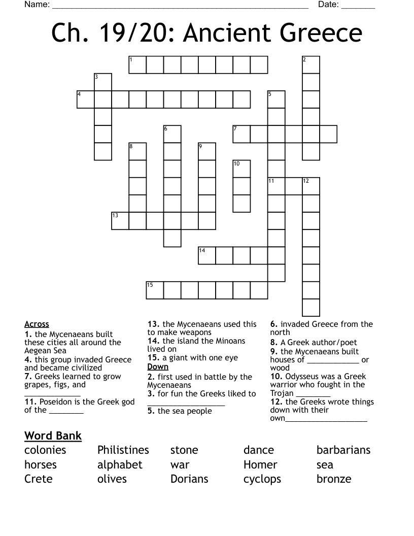 Ch 19 20 Ancient Greece Crossword WordMint