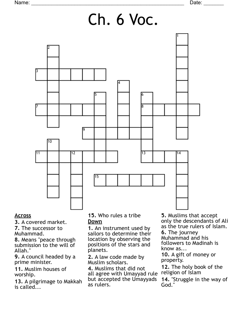 Ch 6 Voc Crossword WordMint
