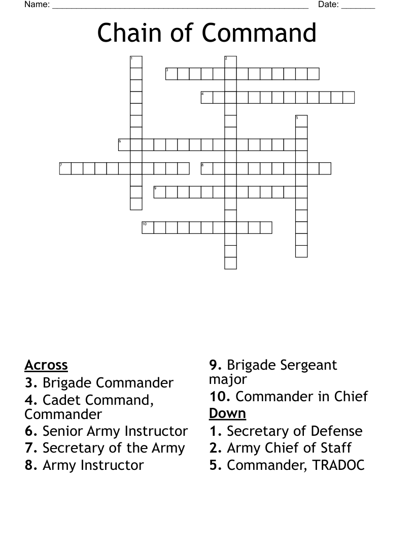 Chain Of Command Crossword WordMint