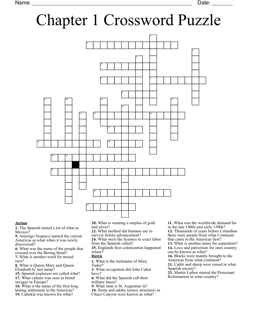 Chapter 1 Crossword Puzzle WordMint