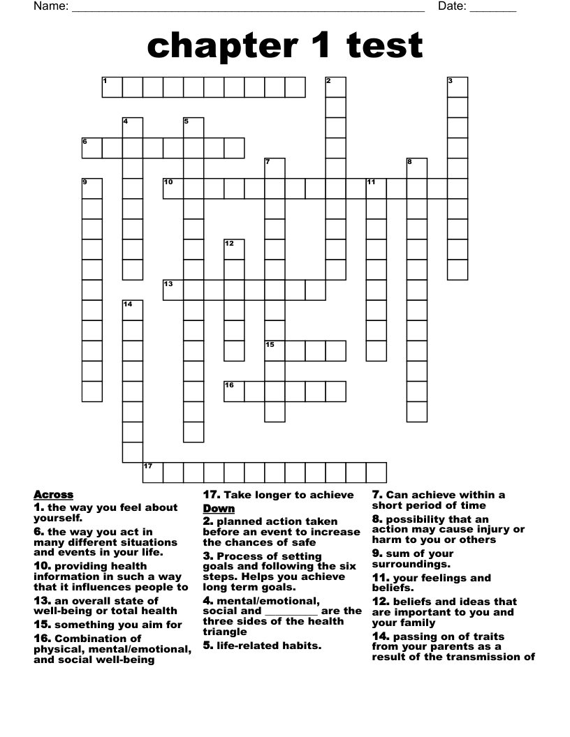 Chapter 1 Test Crossword WordMint