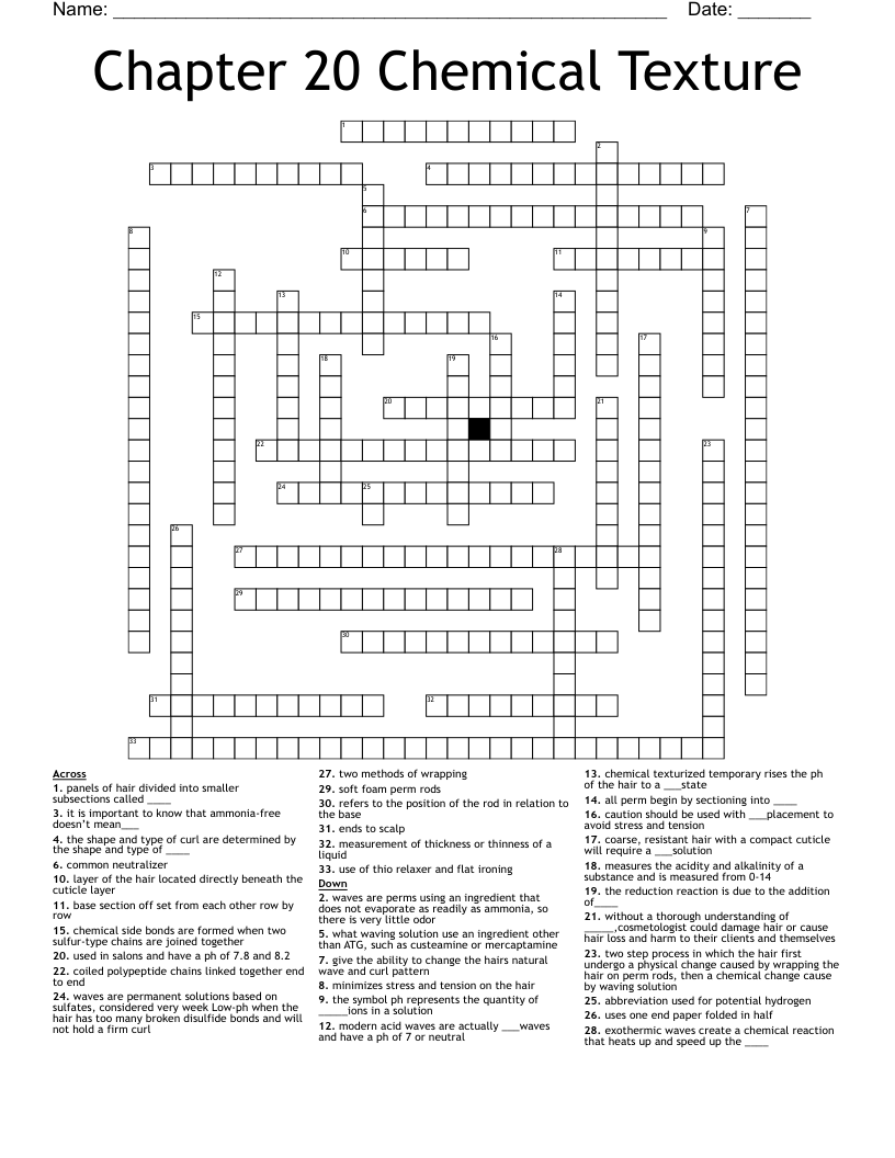 Chapter 20 Chemical Texture Crossword WordMint