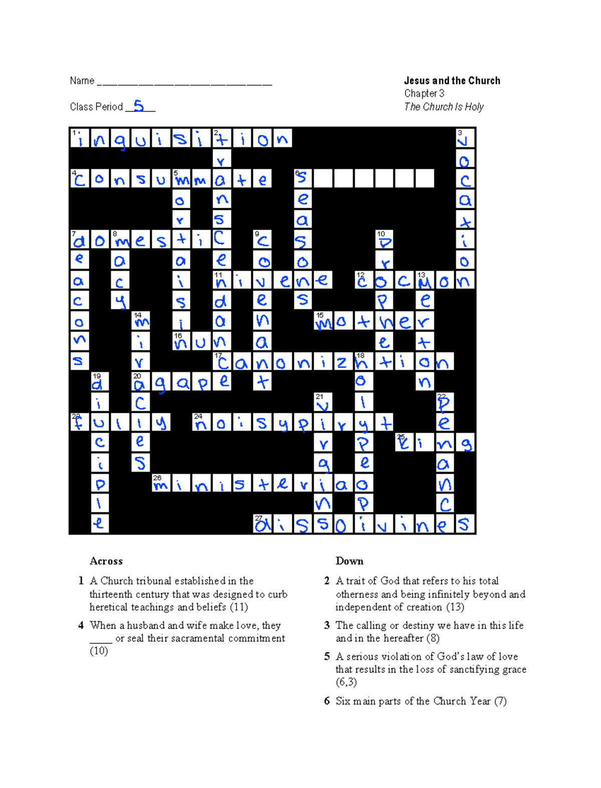 church area crossword