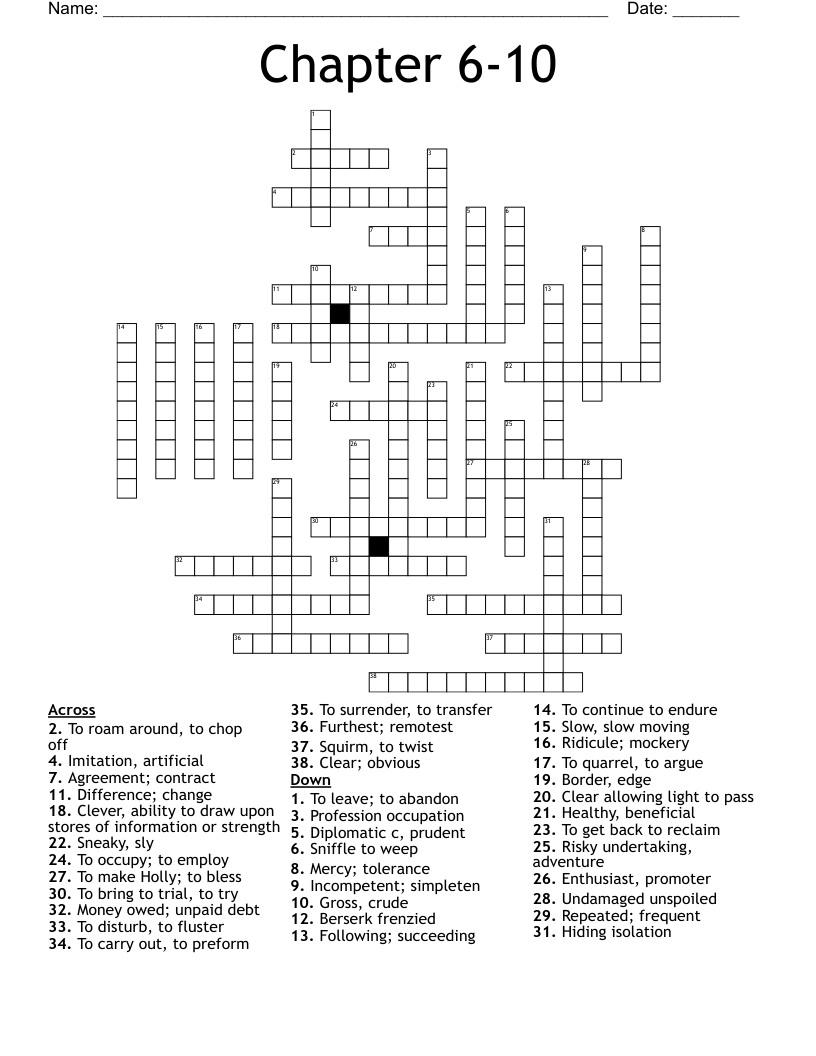 Chapter 6 10 Crossword WordMint