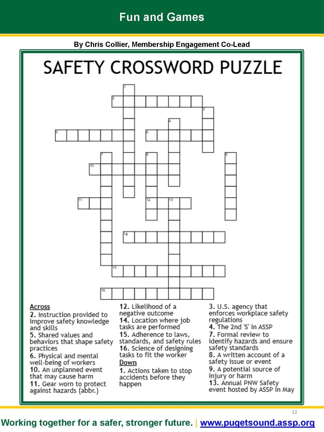 Chapter News ASSP Puget Sound Chapter