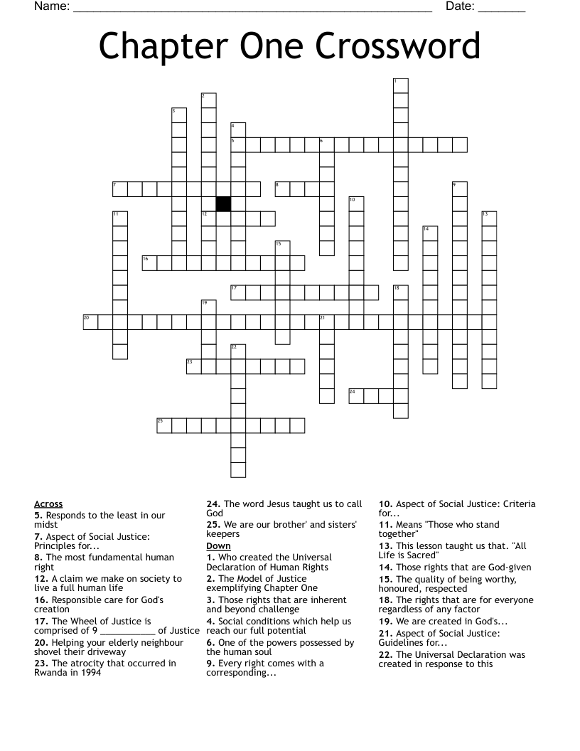 Chapter One Crossword WordMint