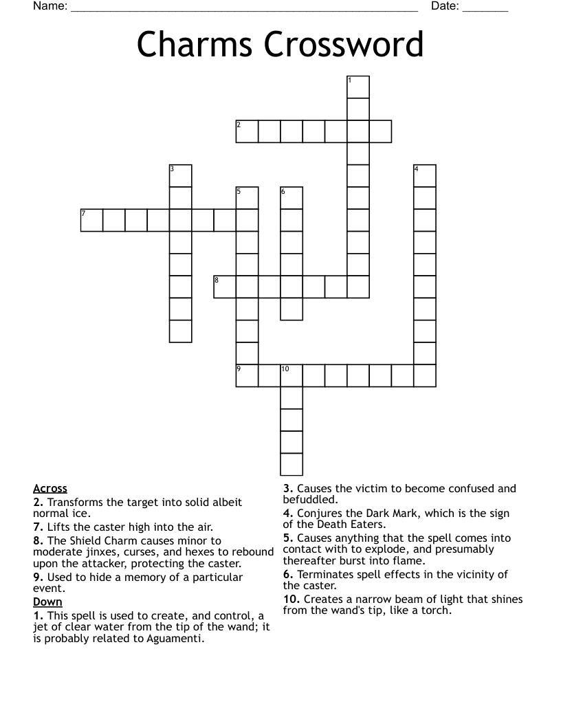 Charms Crossword WordMint Charms Crossword WordMint