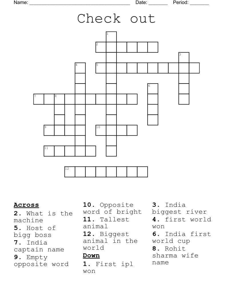 Check Out Crossword WordMint Check Out Crossword WordMint