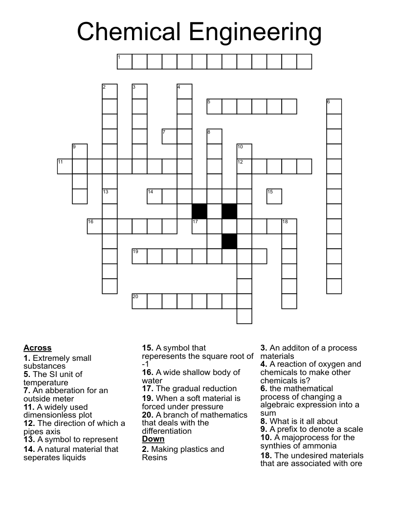 Chemical Engineering Crossword WordMint