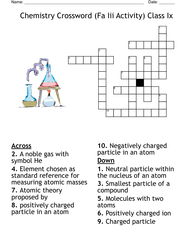 Chemistry Crossword Fa Iii Activity Class Ix WordMint Chemistry Crossword Fa Iii Activity Class Ix WordMint