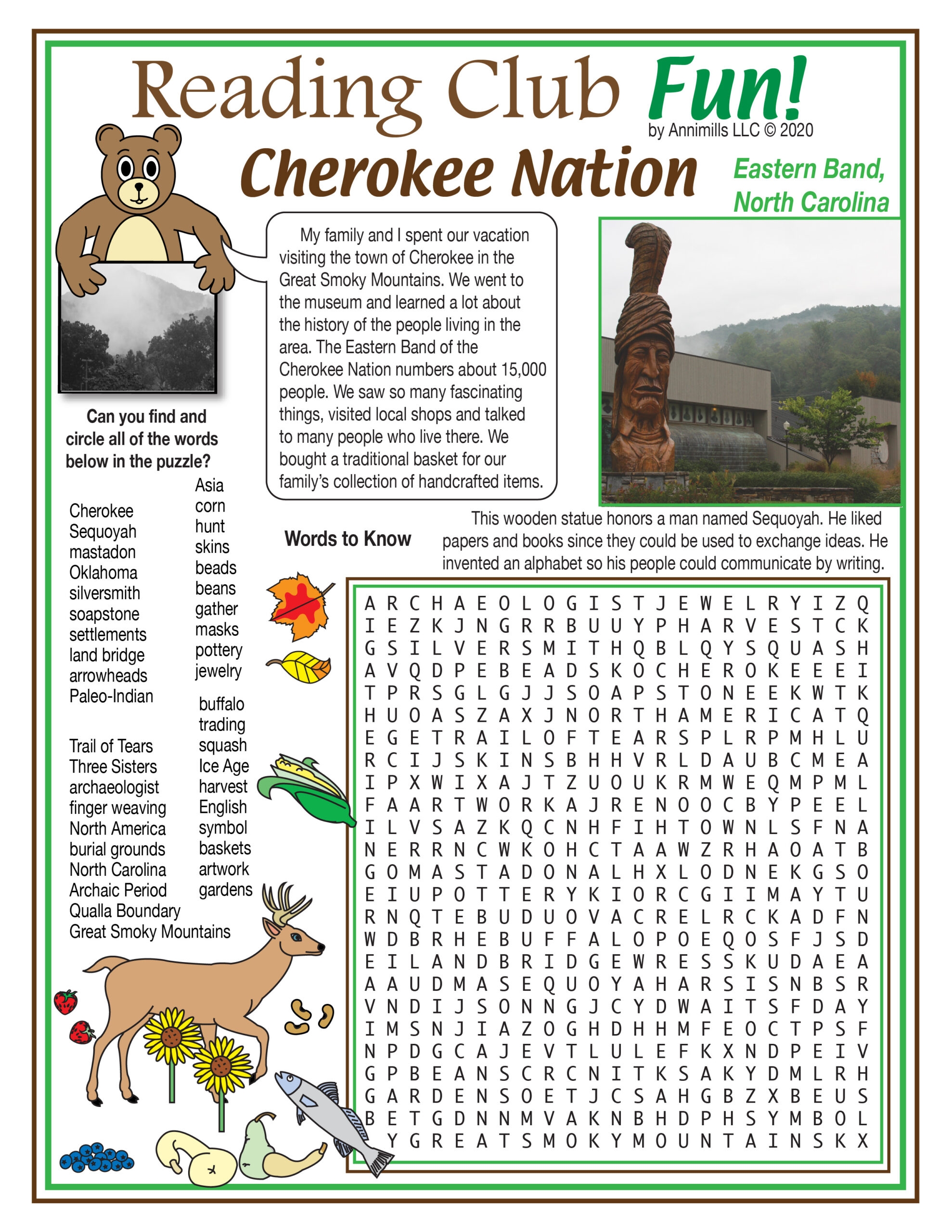 Cherokee Nation Eastern Band Native American Heritage Printable Word Search Puzzle Made By Teachers