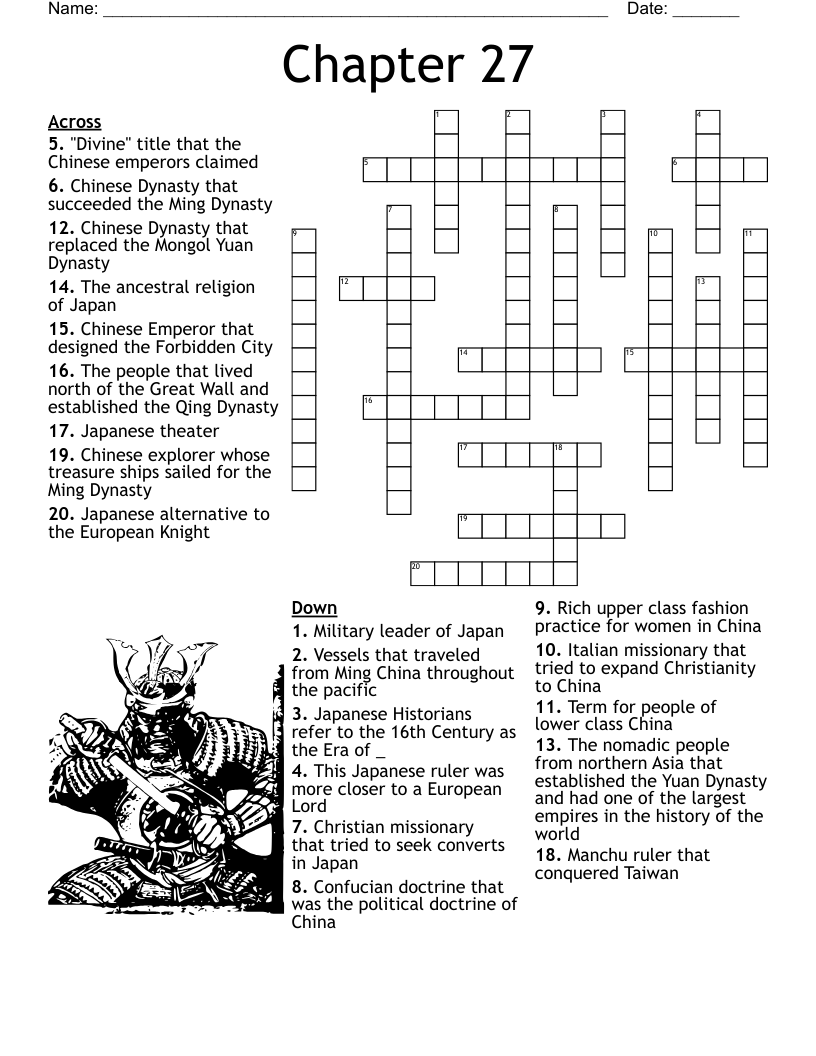 Chinese Dynasties Crossword WordMint