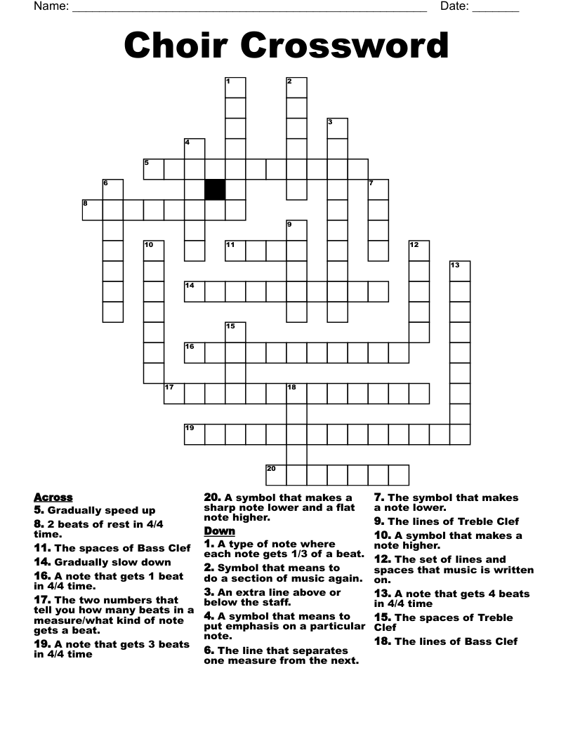 Choir Crossword WordMint