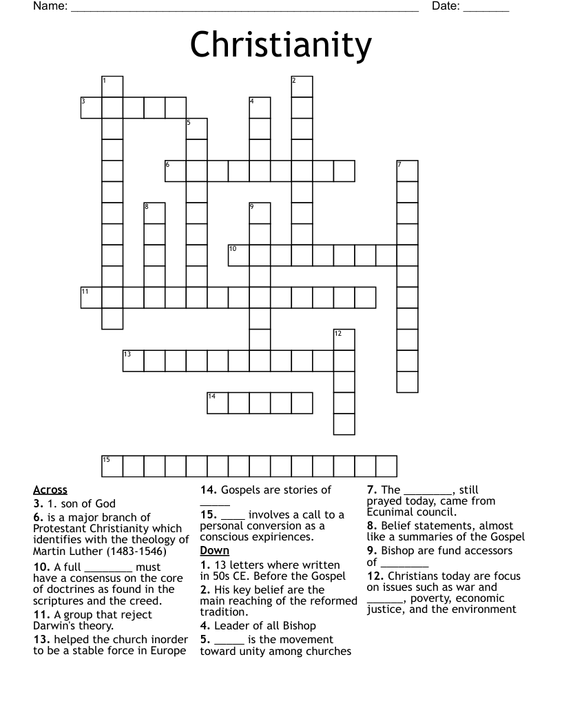 Christianity Crossword WordMint