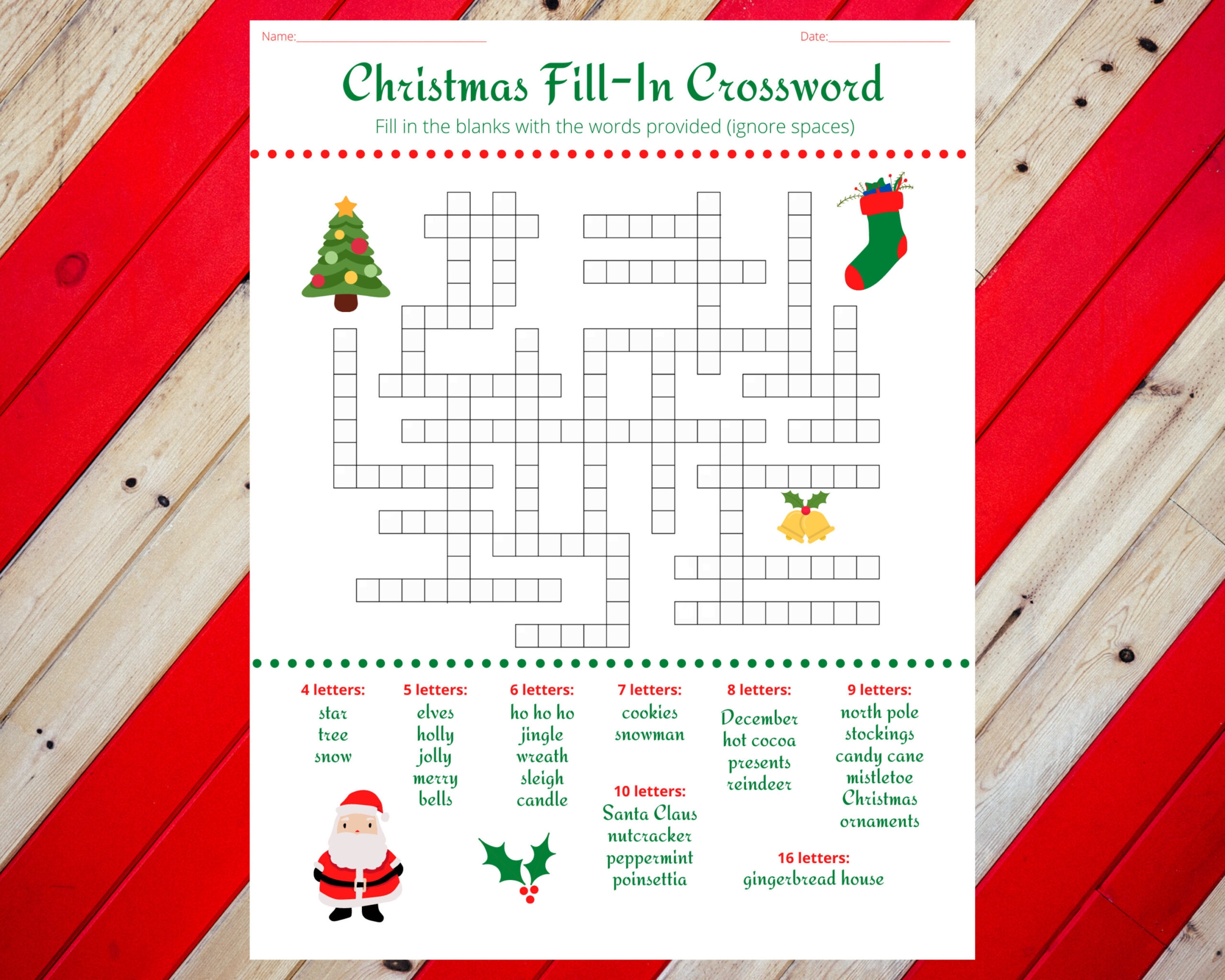 Christmas Crossword Puzzle Printable FREE Printable HQ