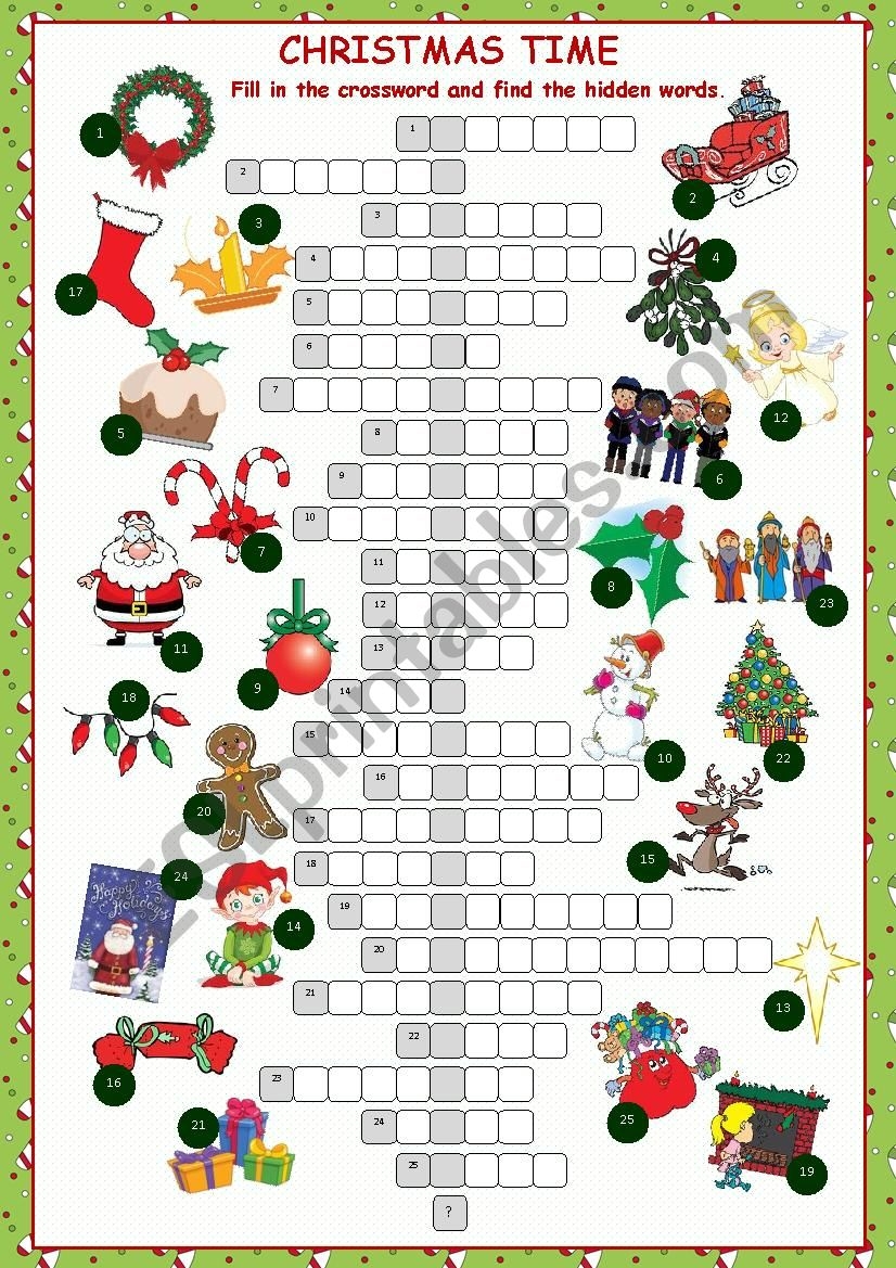 christmas crossword puzzle printable