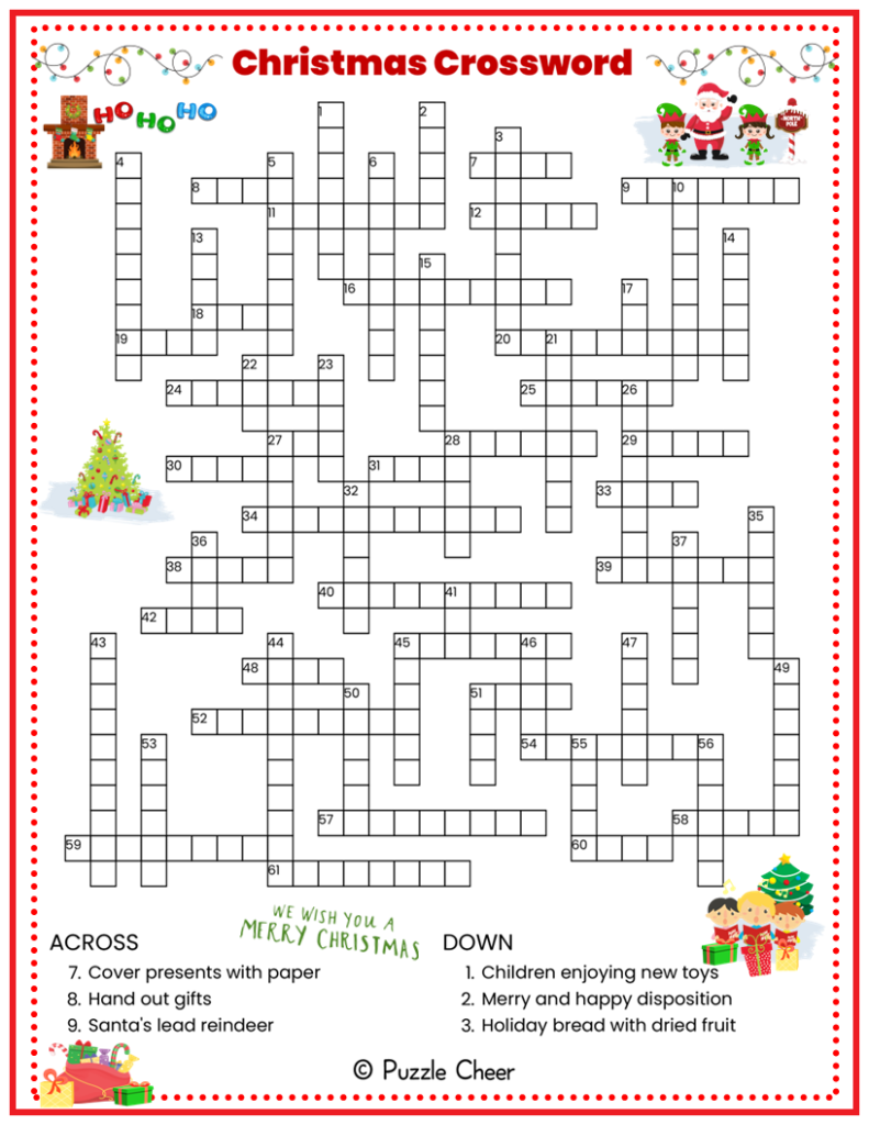 Christmas Crossword Puzzle Puzzle Cheer Christmas Crossword Puzzle Puzzle Cheer