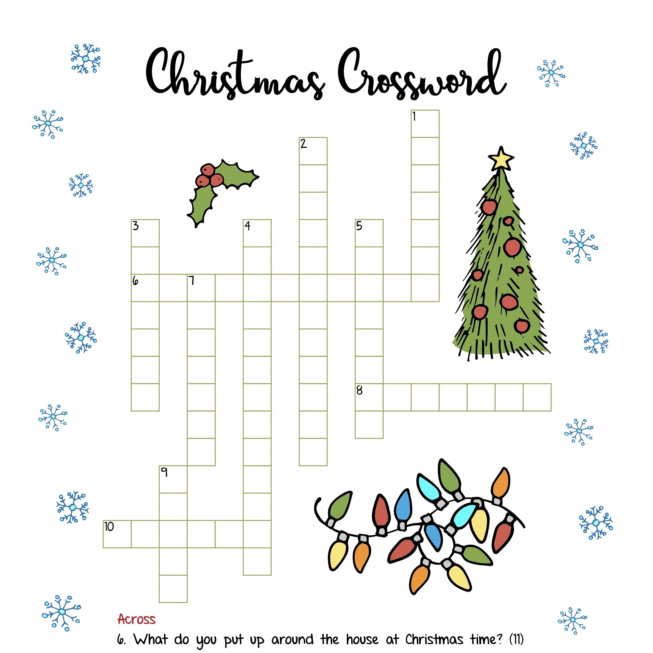 free christmas crossword puzzles to print