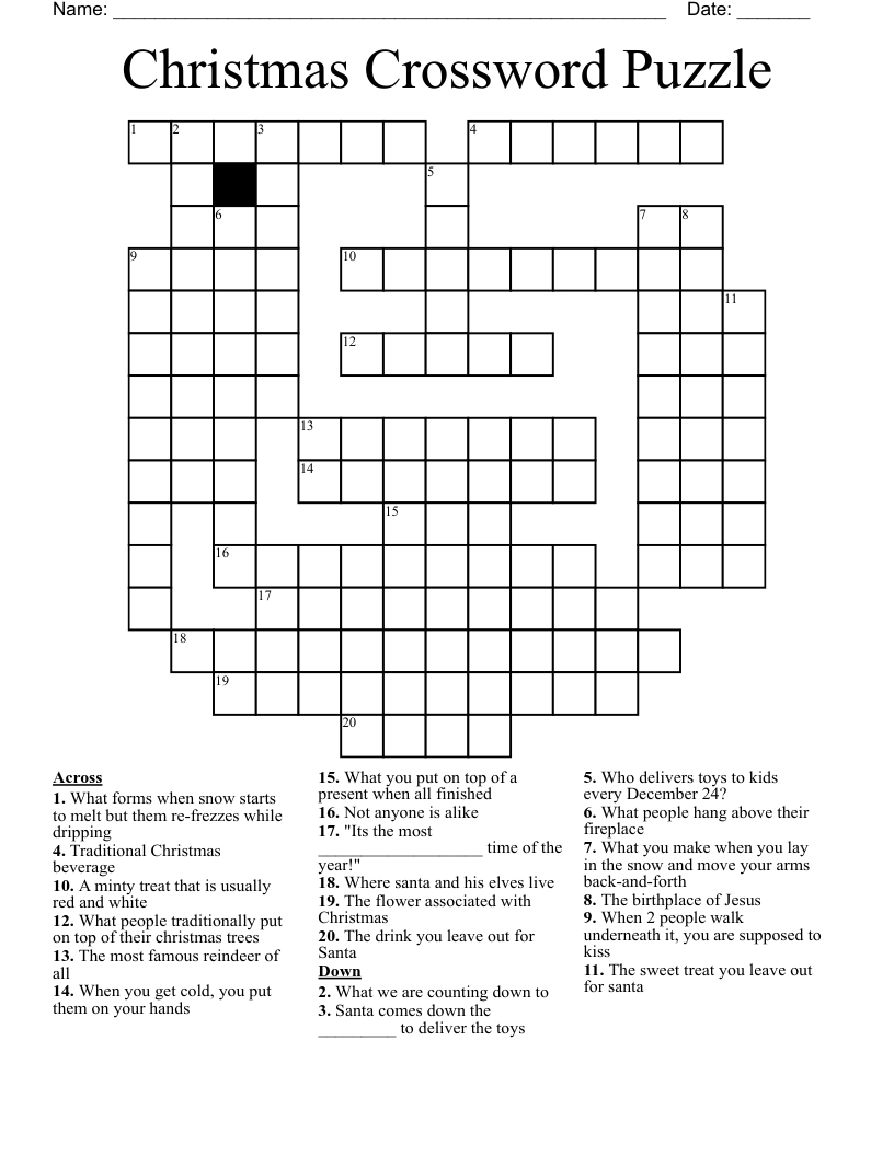 Christmas Crossword Puzzles Sally Crossword Puzzles