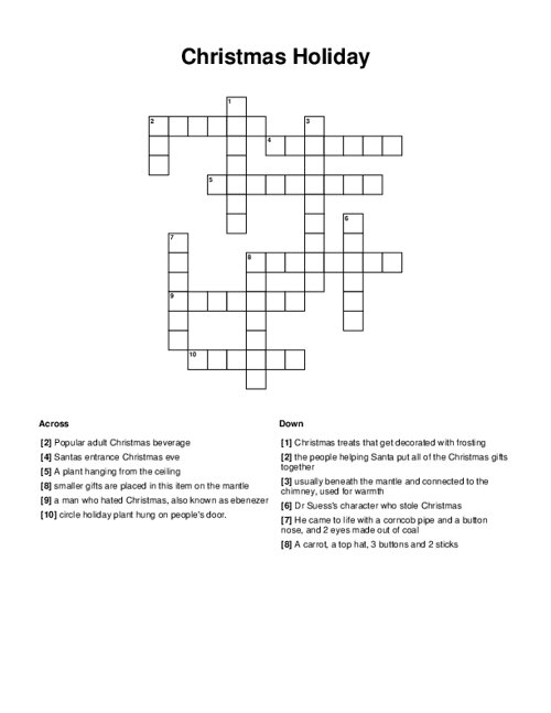 christmas holiday crossword puzzles