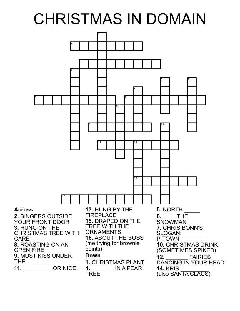 CHRISTMAS IN DOMAIN Crossword WordMint