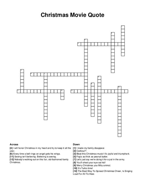 Christmas Movie Quote Crossword Puzzle