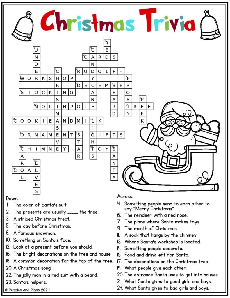 Christmas Trivia Crossword Puzzle Puzzlesandplans Christmas Trivia Crossword Puzzle Puzzlesandplans