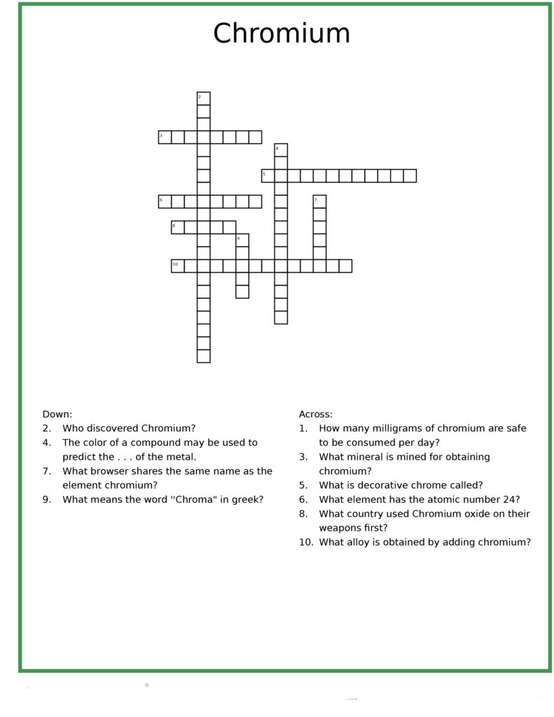 metallic element crossword