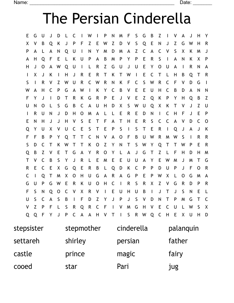 Cinderella Crossword Older Kids Word Search WordMint
