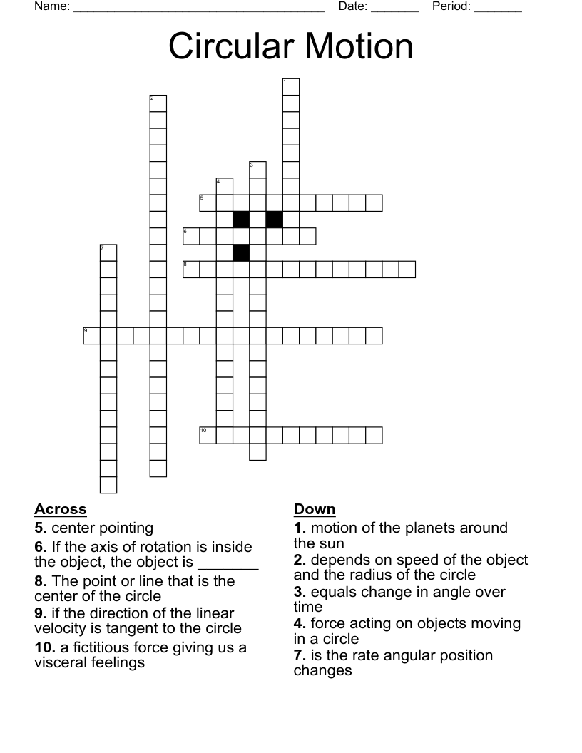 Circular Motion Crossword WordMint Circular Motion Crossword WordMint