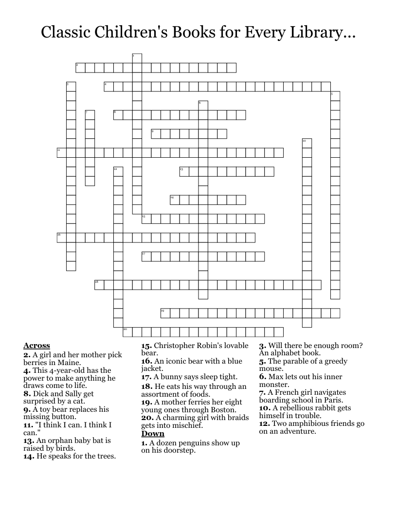 Classic Children s Books For Every Library Crossword WordMint