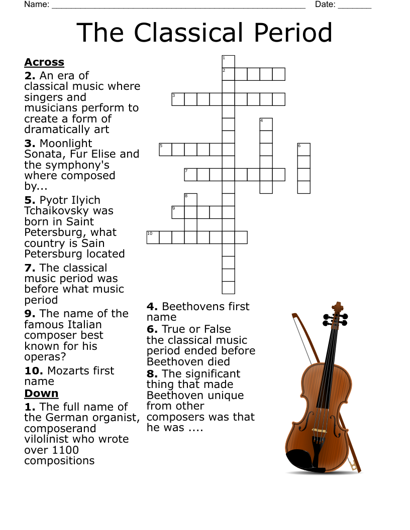 Classical Music Crossword WordMint Classical Music Crossword WordMint
