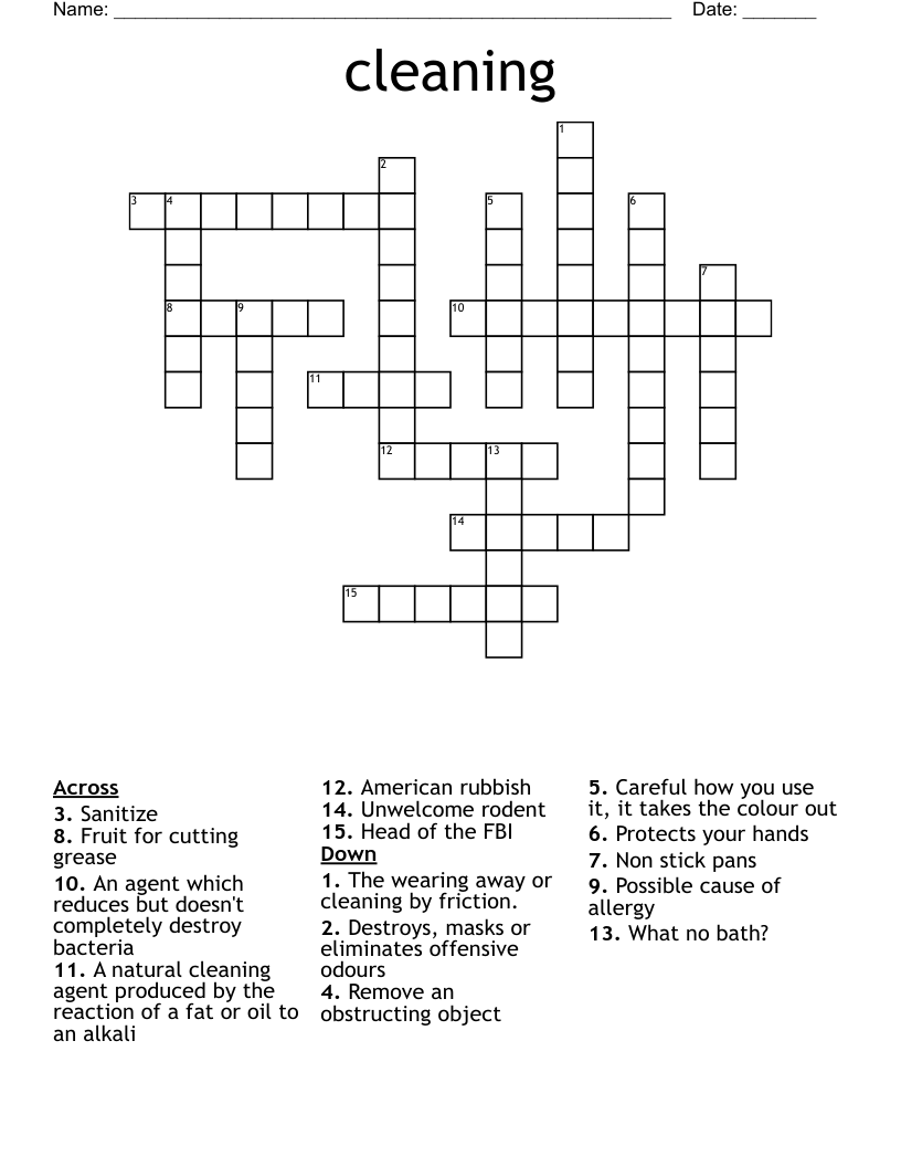 Cleaning Crossword WordMint