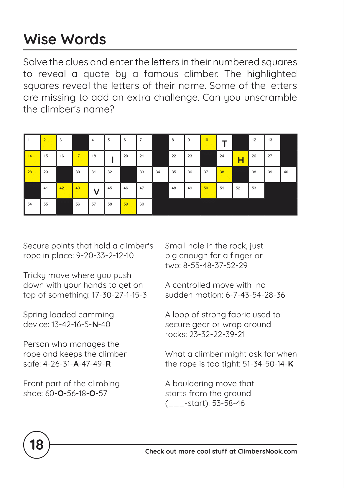 Climbing Themed Puzzle Book Climbers Nook