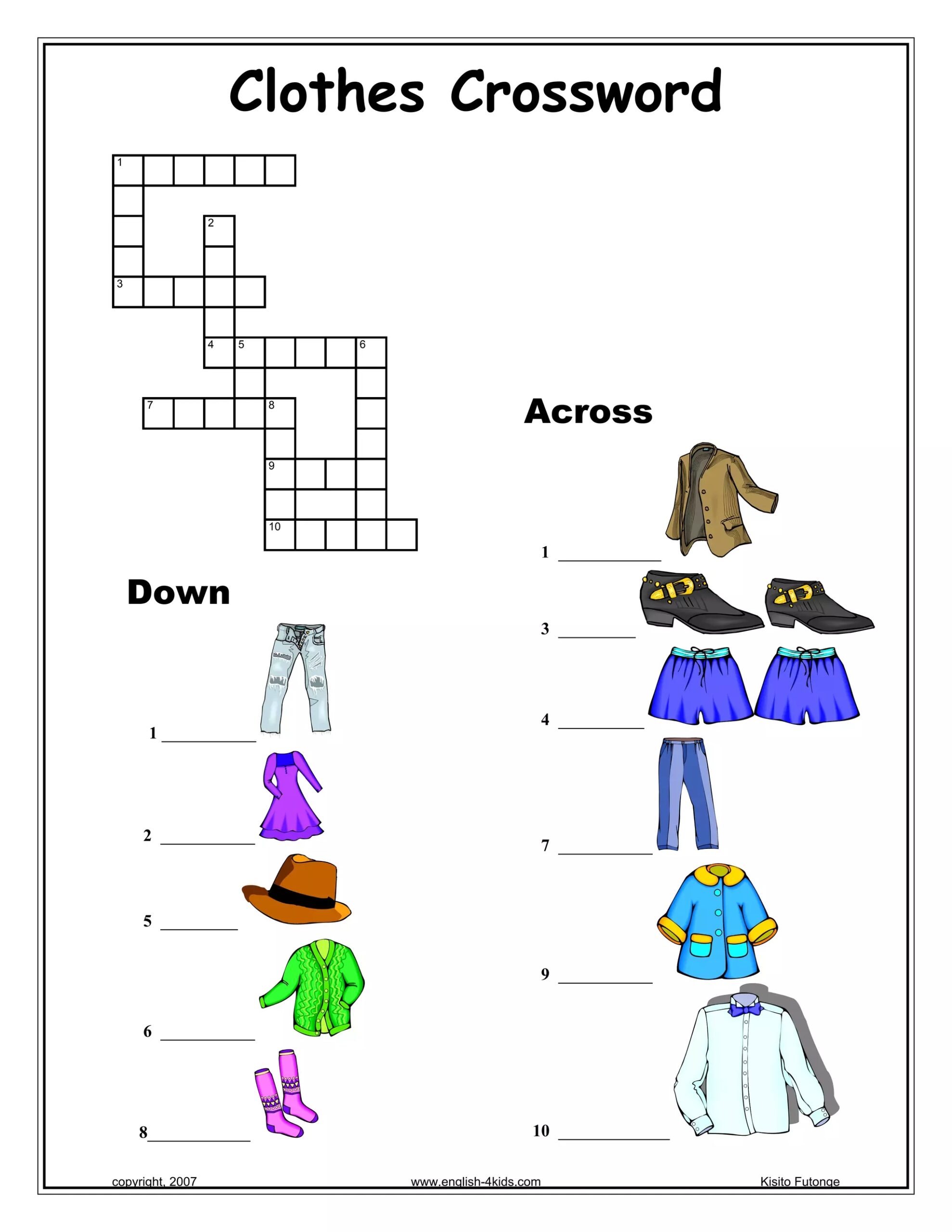 Clothes Crossword PDF