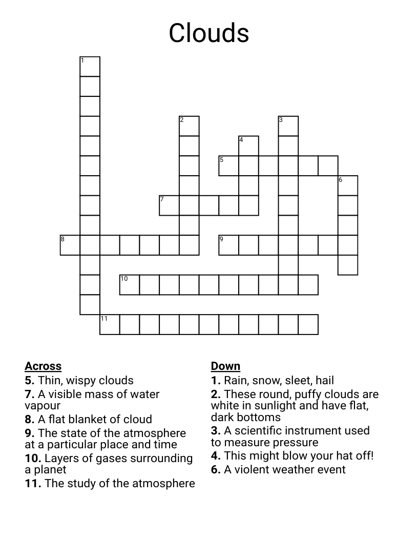 Clouds Crossword WordMint