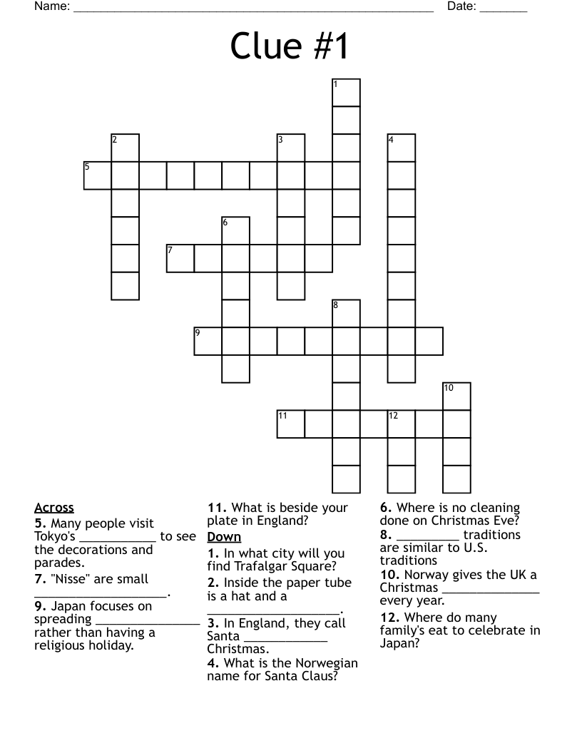 Clue 1 Crossword WordMint Clue 1 Crossword WordMint