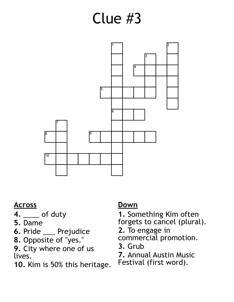 Clue 3 Crossword WordMint Clue 3 Crossword WordMint