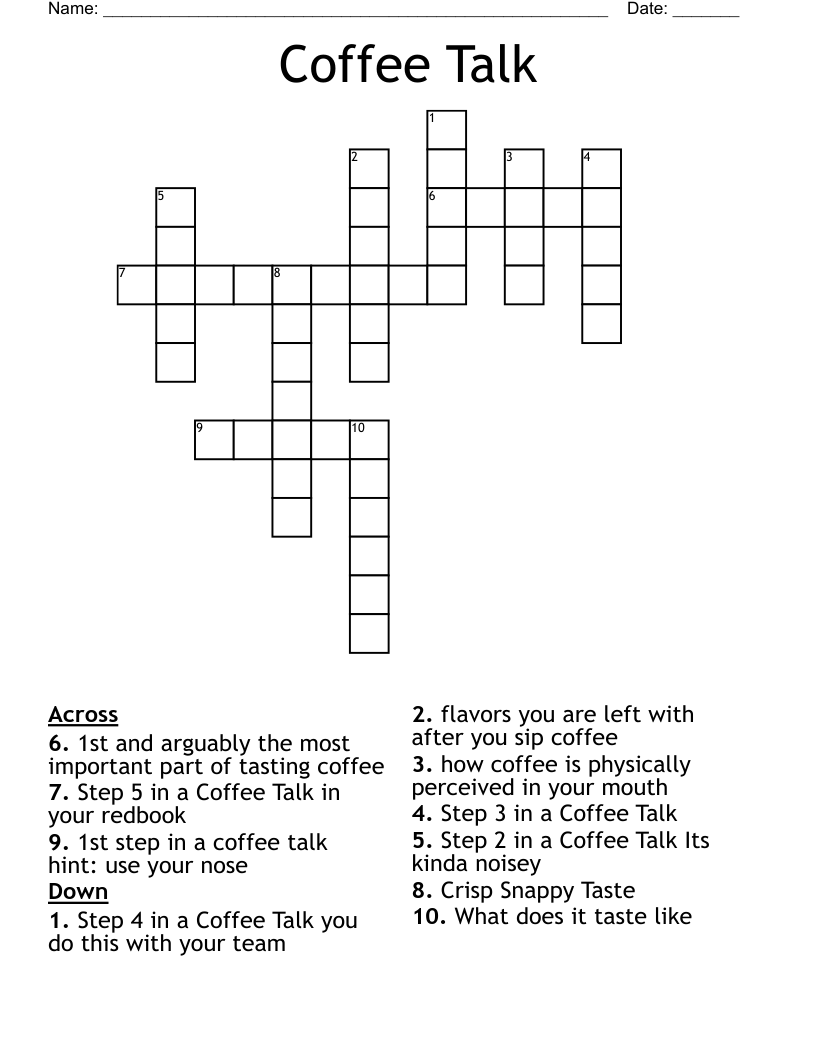 Coffee Talk Crossword WordMint Coffee Talk Crossword WordMint