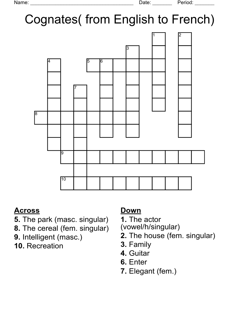 french article crossword clue